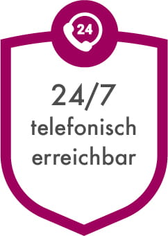 24/7 telefonisch erreichbar